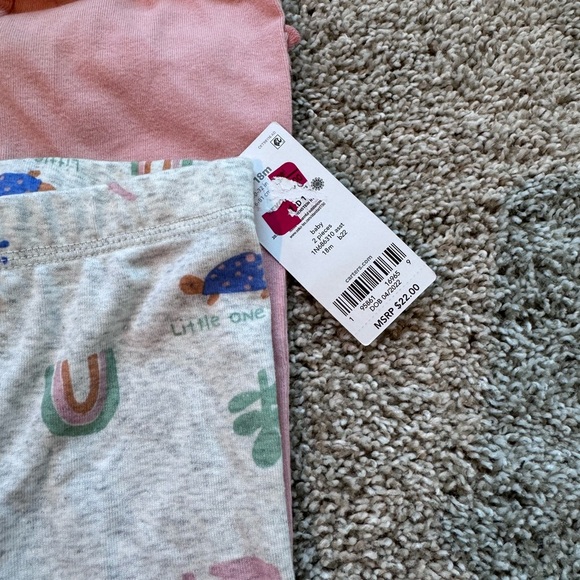 Carters baby girl set of two pants leggings pink rainbows 18 months - Picture 5 of 5